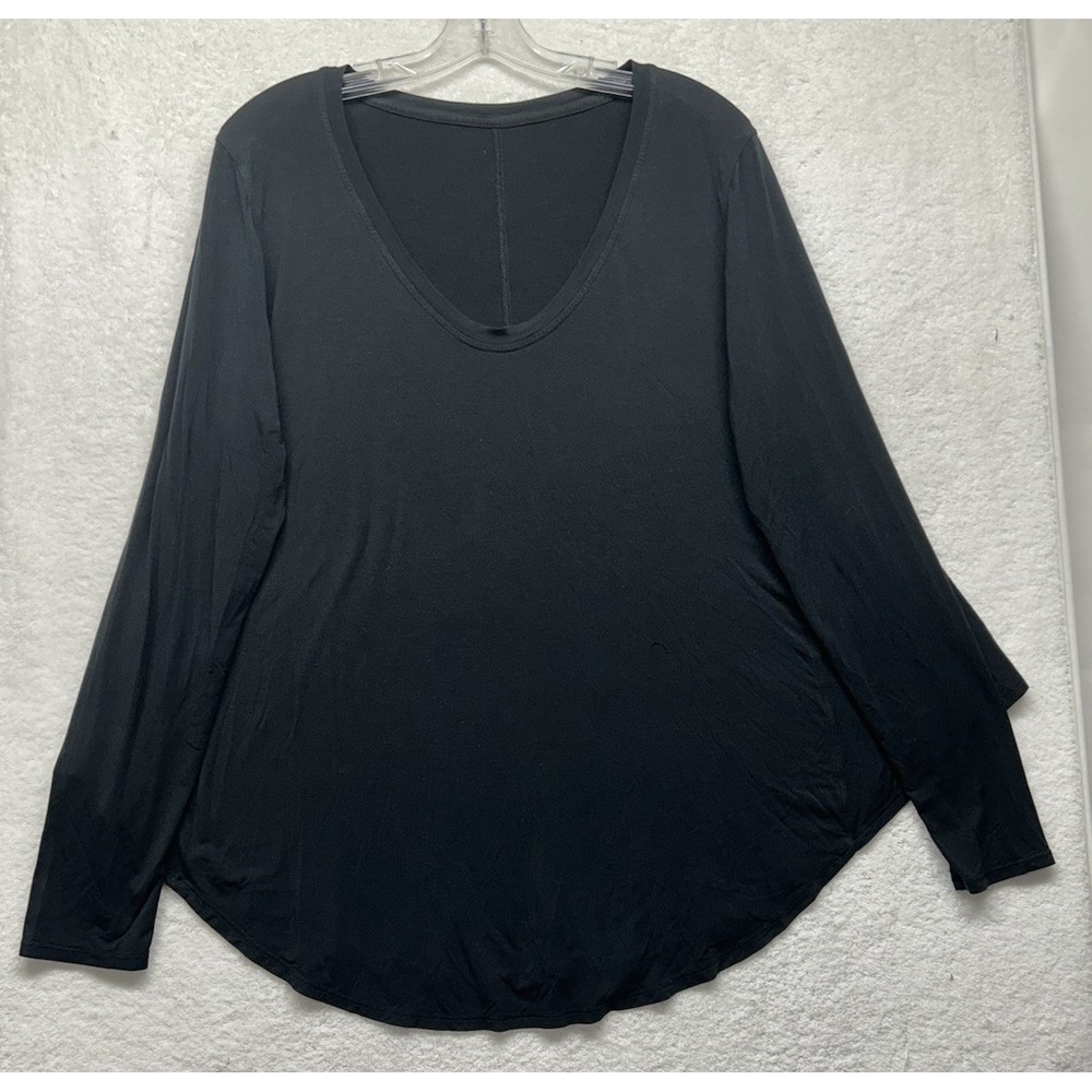 Lululemon Womens Size 10? Black Up for Down Long Sleeve Tee Top (J5)